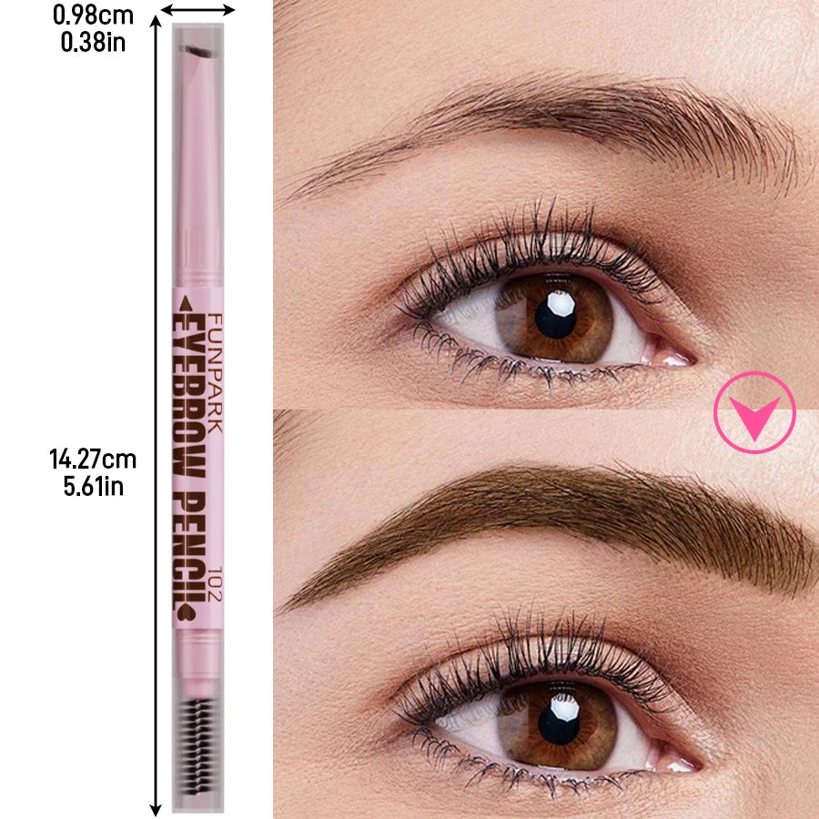 Lápis de sobrancelha 2 em 1 profissional, maquiagem para mulheres, 5 cores, à prova d'água, para sobrancelhas, com efeito tatuagem e longa duração.
