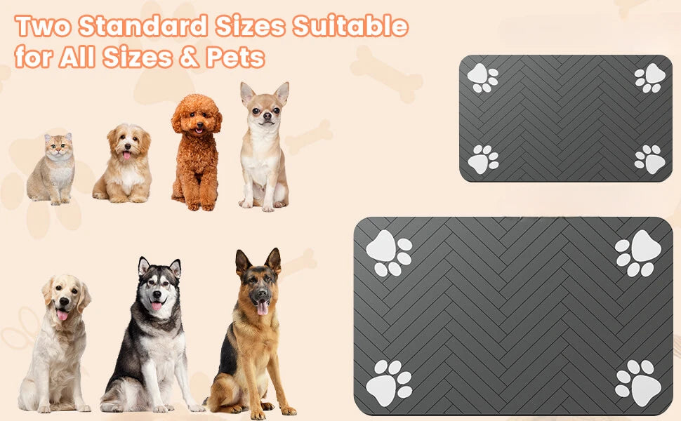 Tapete absorvente para alimentação de animais de estimação - Tapete de secagem rápida com base de borracha para cães e gatos, ideal para tigelas de comida e água.