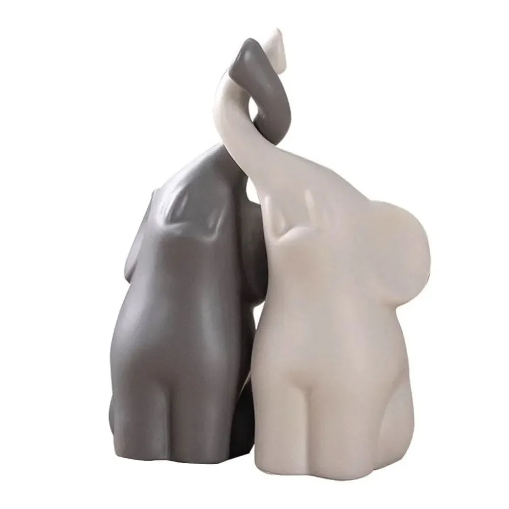 Casal de Elefantes Decorativos Premium – Símbolo de Amor, Prosperidade e Elegância 🐘❤️✨🏡🍀