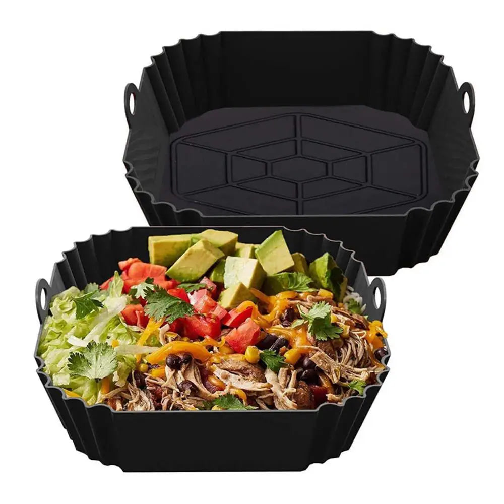 1 unidade de forro de silicone quadrado para fritadeira a ar, reutilizável