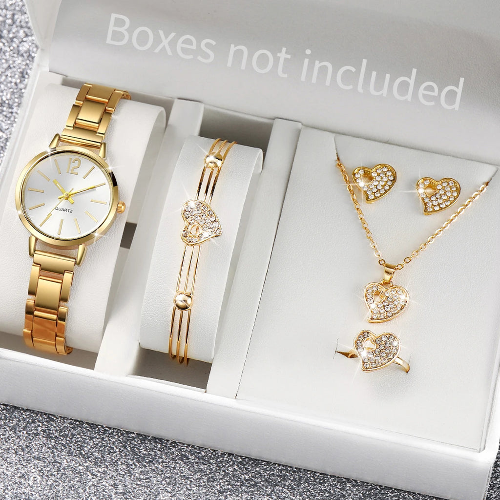 Conjunto de relógios femininos da moda com pulseira de aço inoxidável