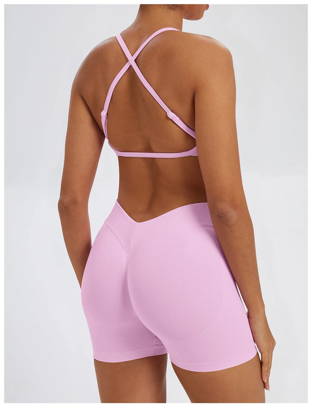 Conjunto Fitness Feminino de 2 Peças para Yoga e Academia – Top Esportivo e Legging de Cintura Alta Sem Costura para Treinos e Atividades Físicas