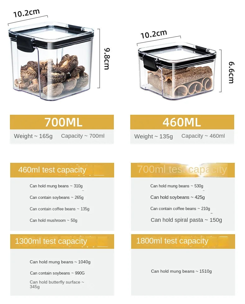 Conjunto de Potes Herméticos para Armazenamento de Grãos e Temperos na Cozinha - Ideal para Cozinhar Grãos e Temperos.