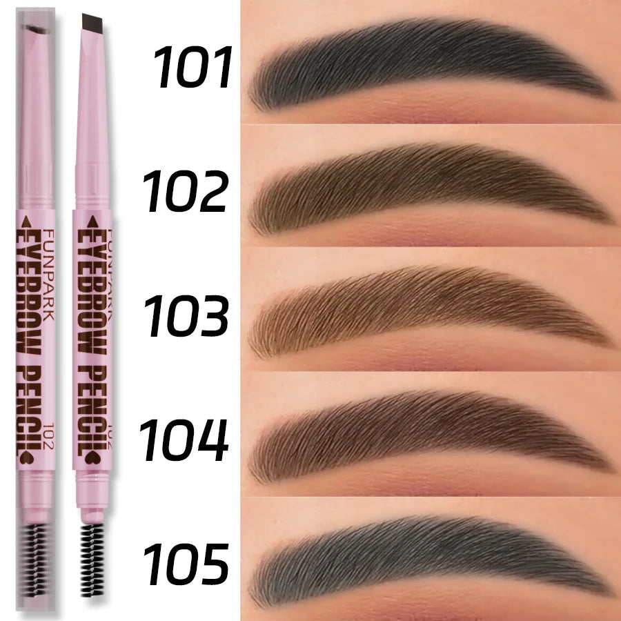Lápis de sobrancelha 2 em 1 profissional, maquiagem para mulheres, 5 cores, à prova d'água, para sobrancelhas, com efeito tatuagem e longa duração.