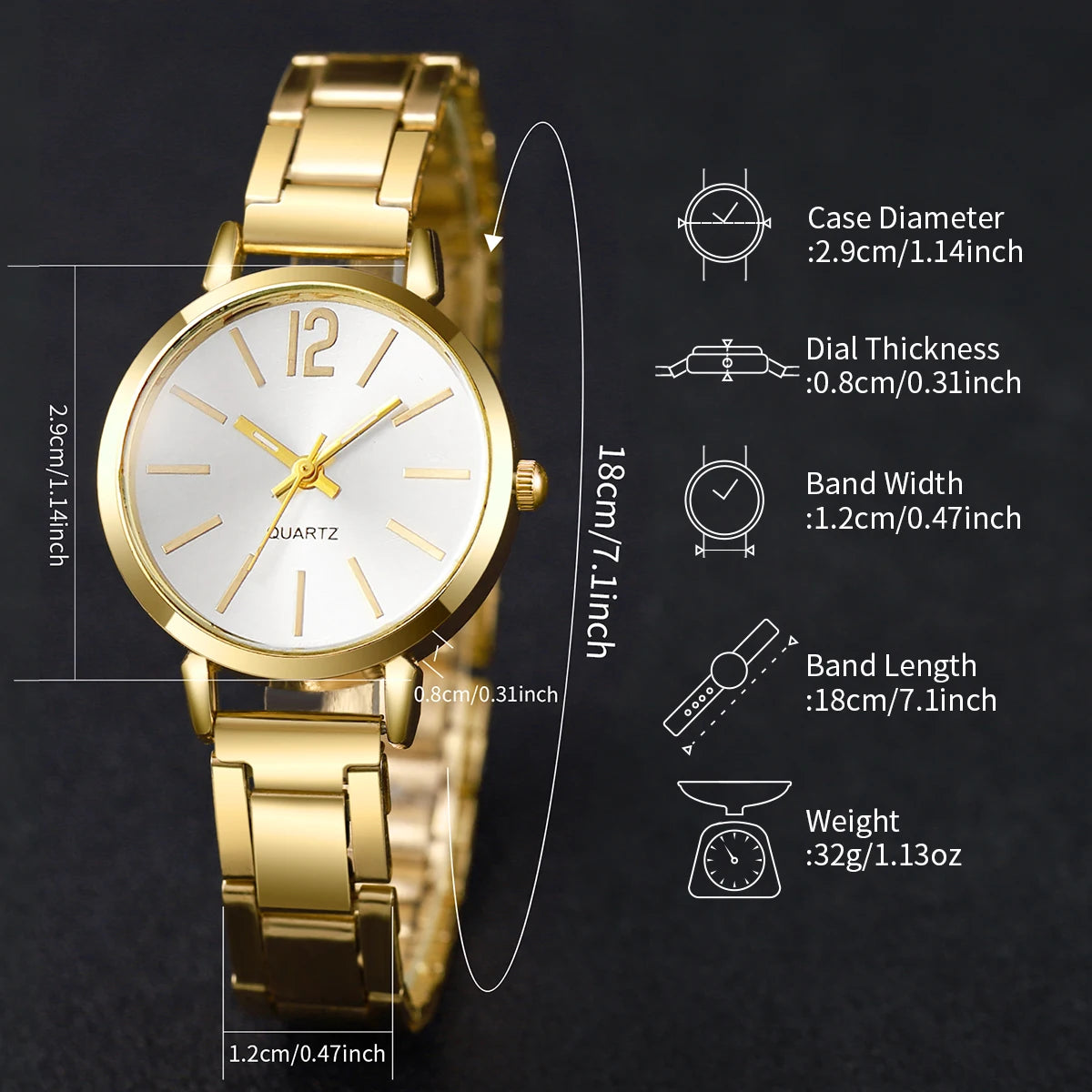 Conjunto de relógios femininos da moda com pulseira de aço inoxidável