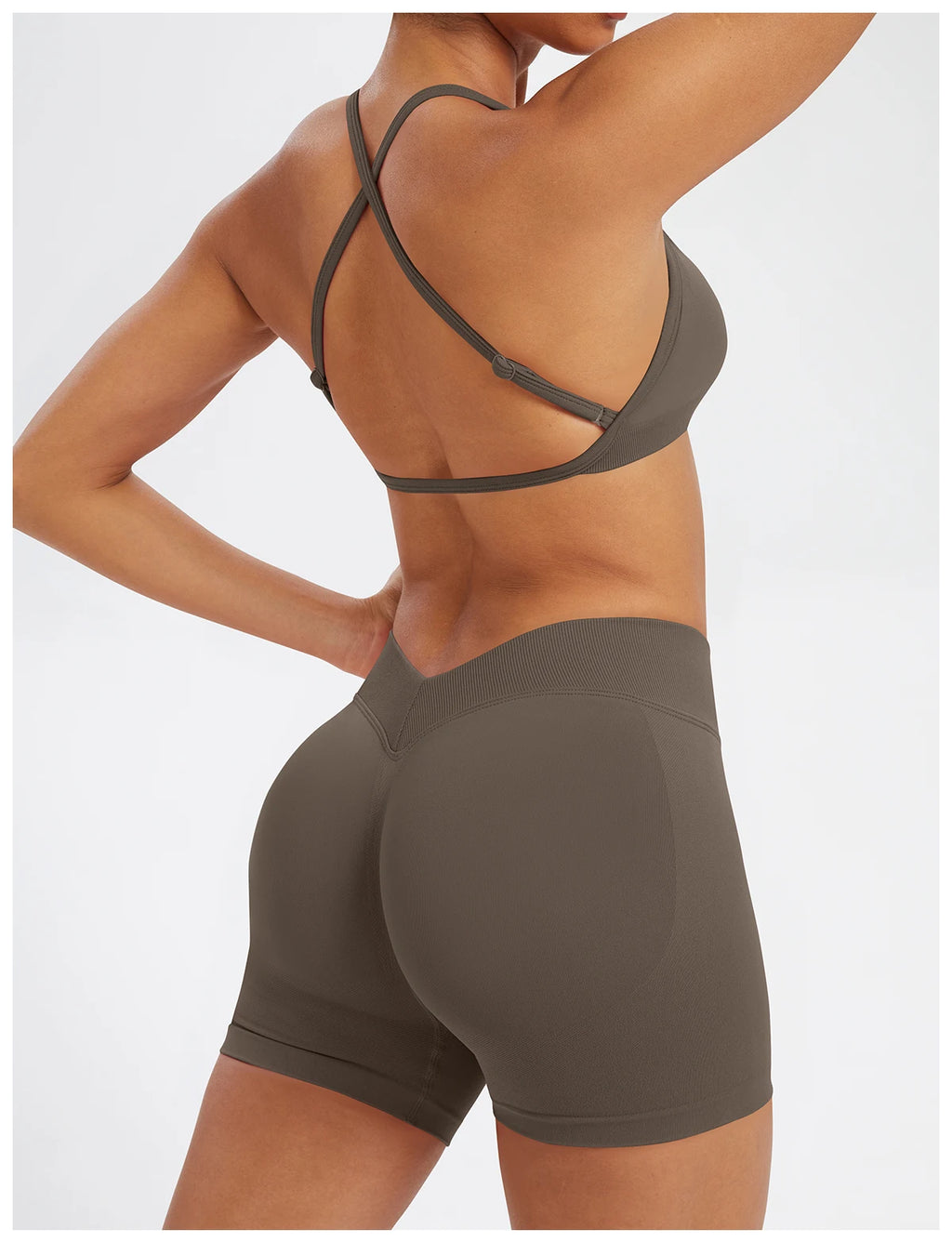 Conjunto Fitness Feminino de 2 Peças para Yoga e Academia – Top Esportivo e Legging de Cintura Alta Sem Costura para Treinos e Atividades Físicas