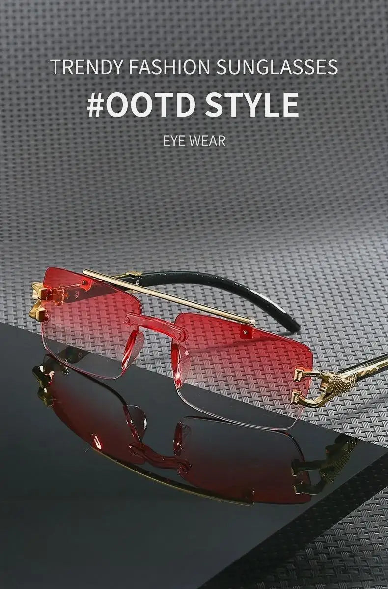 Óculos de Sol Retrô Versáteis com Design Retrô Vanguarda e Hastes Duplas Integradas com Estampa de Leopardo, Proteção UV e Estilo Moderno