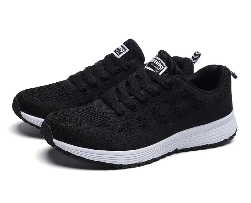 Sapatos casuais femininos, modernos, respiráveis, para caminhada, em mesh