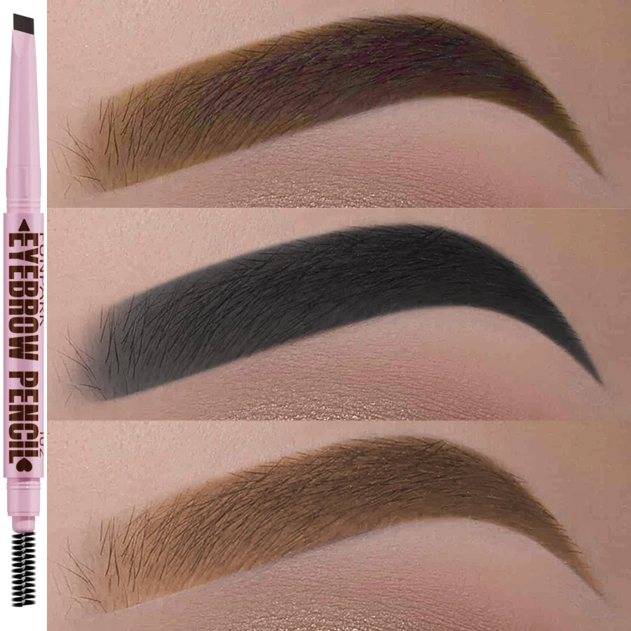 Lápis de sobrancelha 2 em 1 profissional, maquiagem para mulheres, 5 cores, à prova d'água, para sobrancelhas, com efeito tatuagem e longa duração.