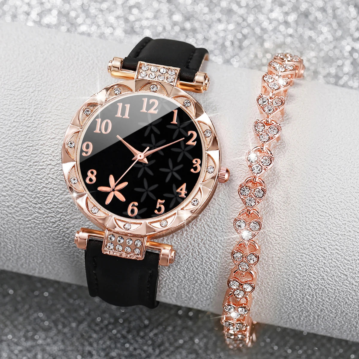 Conjunto de 2 relógios femininos com pulseira