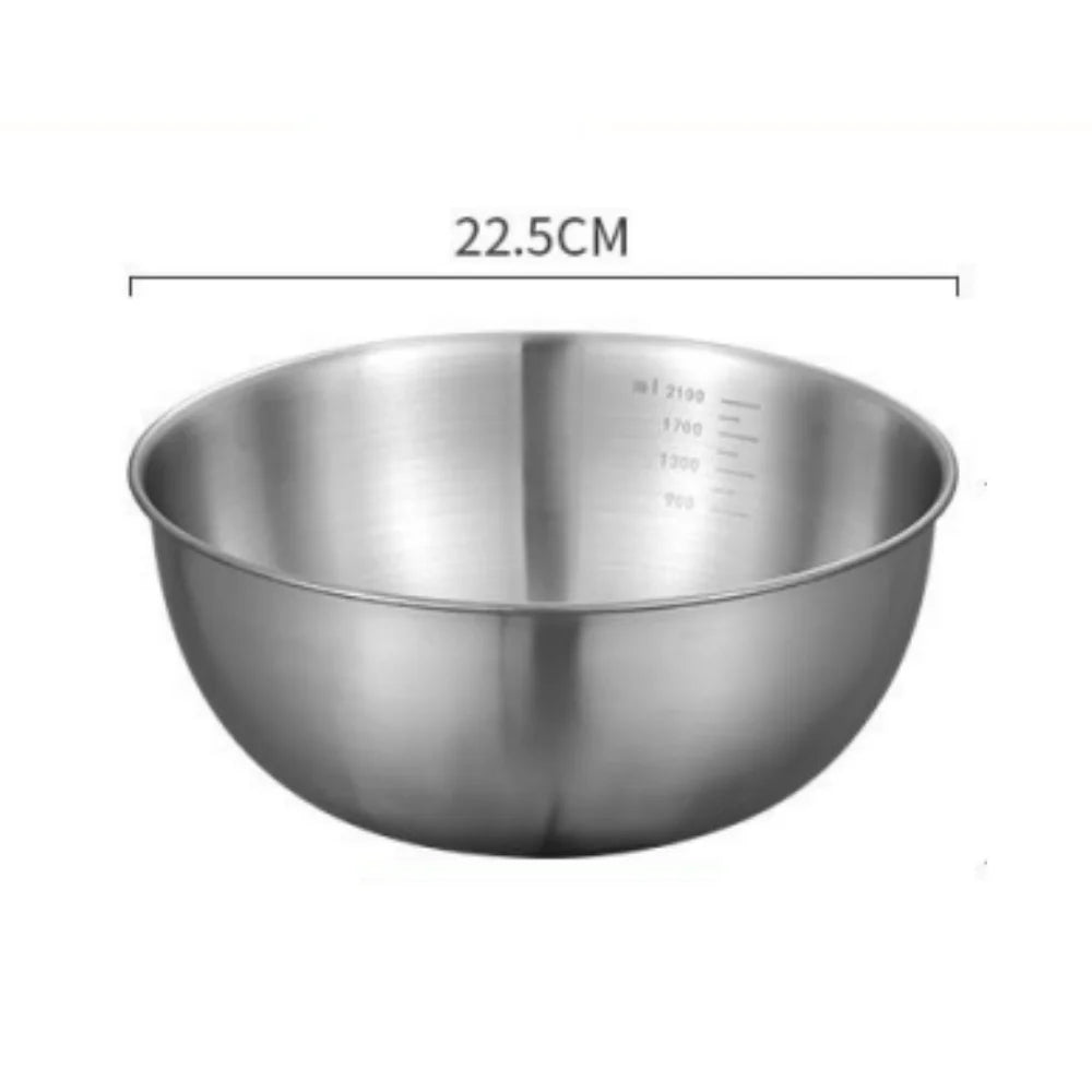 Conjunto de 1 a 3 Tigelas de Aço Inoxidável com Escala para Cozinhar, Assar e Armazenar Alimentos - Tigelas de Grande Capacidade para Misturar - Essenciais para a Cozinha Doméstica