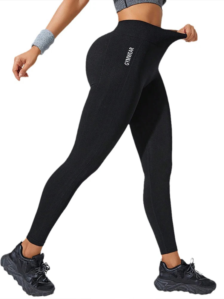 Leggings femininas de cintura alta, macias, com controle abdominal, modeladoras, pretas, para ioga, treino e corrida.