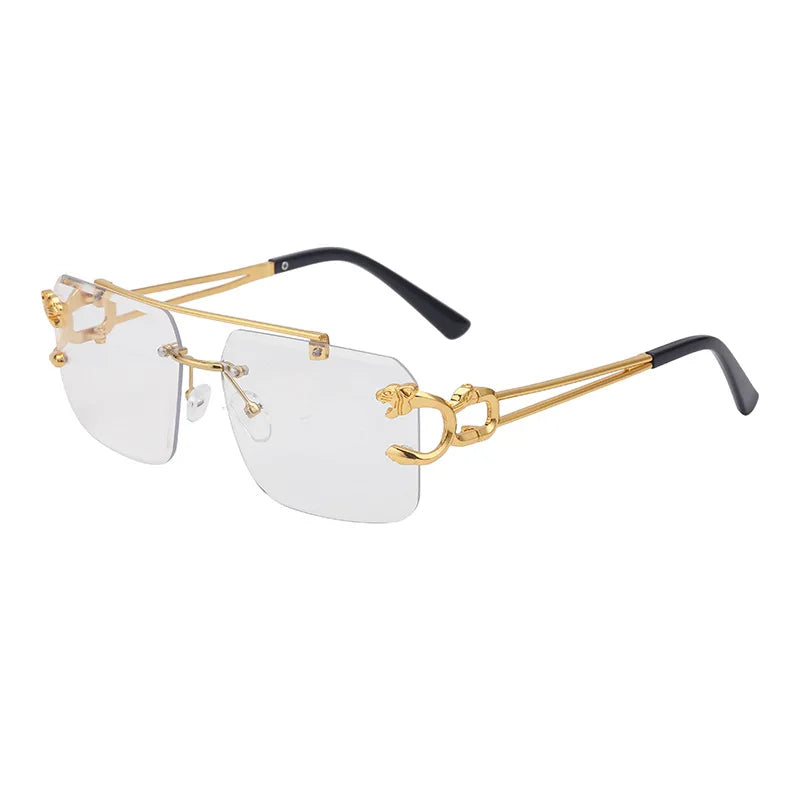 Óculos de Sol Fashion Metal Leopard Lentes Degradê Ocean Film e Proteção UV400