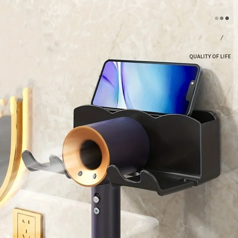 Suporte para secador de cabelo (1 unidade), suporte de parede para banheiro sem furos, organizador