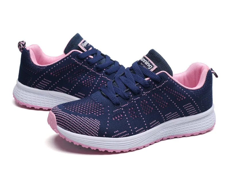 Sapatos casuais femininos, modernos, respiráveis, para caminhada, em mesh