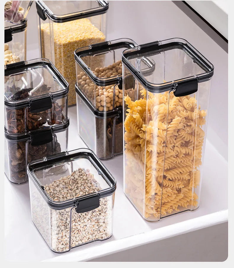 Conjunto de Potes Herméticos para Armazenamento de Grãos e Temperos na Cozinha - Ideal para Cozinhar Grãos e Temperos.