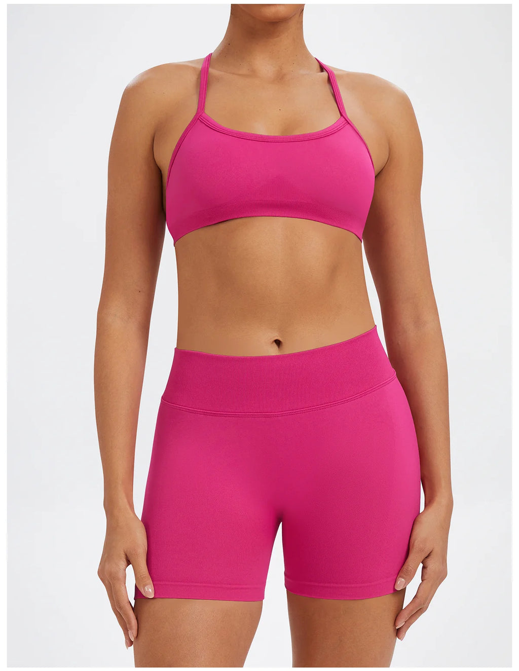 Conjunto Fitness Feminino de 2 Peças para Yoga e Academia – Top Esportivo e Legging de Cintura Alta Sem Costura para Treinos e Atividades Físicas
