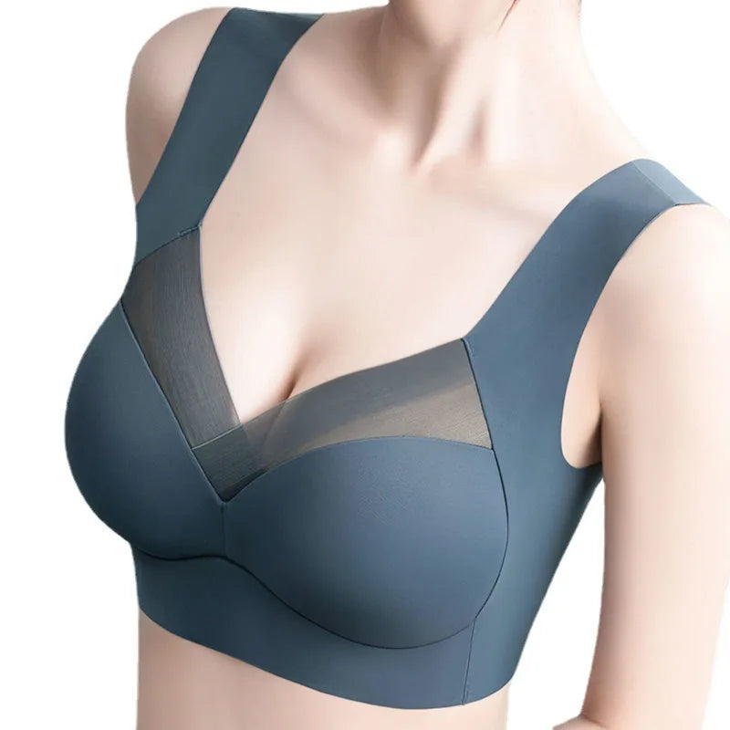 Sutiã sem costura para mulher, roupa íntima sem aro, sutiã acolchoado para dormir, sutiã de uma peça, confortável, sem costura.