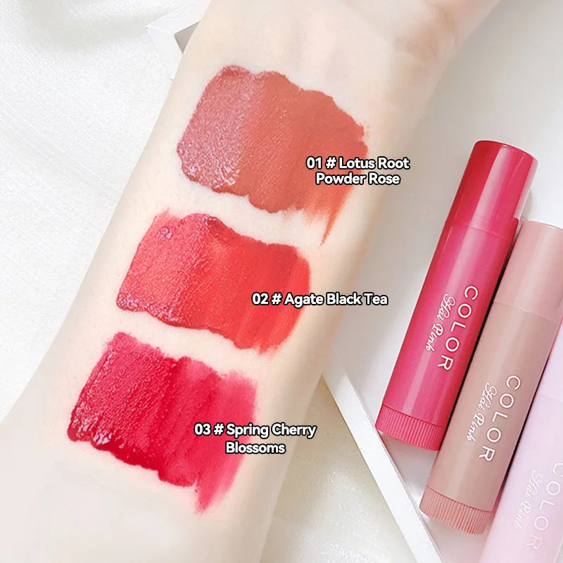 Conjunto de 3 bálsamos labiais hidratantes com cor HAIPINK - Hidratam, atenuam linhas nos lábios e previnem rachaduras.