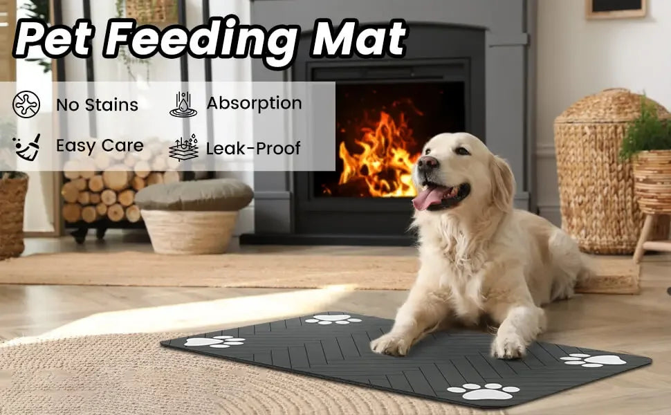 Tapete absorvente para alimentação de animais de estimação - Tapete de secagem rápida com base de borracha para cães e gatos, ideal para tigelas de comida e água.
